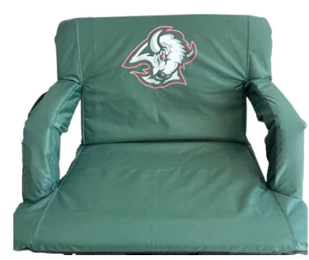 Smokey Hill High School massage and heated bleacher seat with backrest, sporting goods, comfortable for stadium seating.